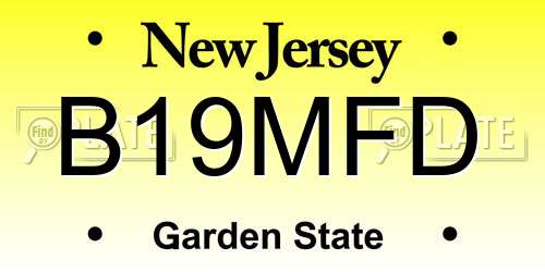 B19MFD New Jersey License Plate