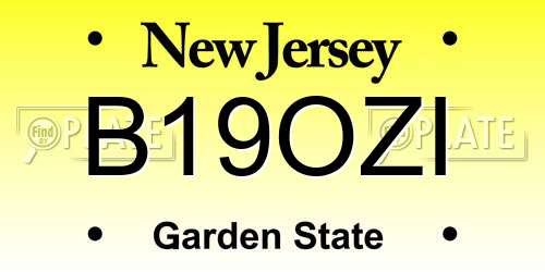 B19OZI New Jersey License Plate