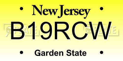 B19RCW New Jersey License Plate