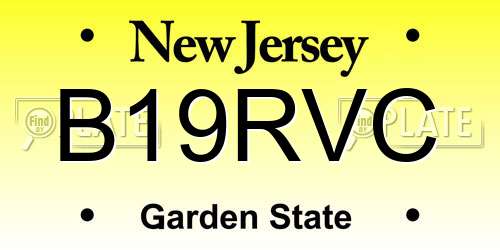B19RVC New Jersey License Plate