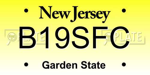 B19SFC New Jersey License Plate