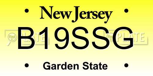 B19SSG New Jersey License Plate