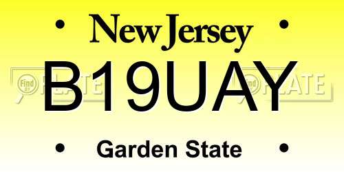 B19UAY New Jersey License Plate