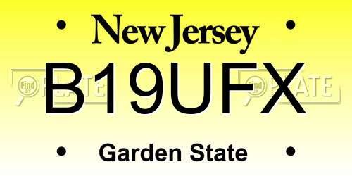 B19UFX New Jersey License Plate