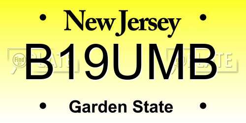 B19UMB New Jersey License Plate