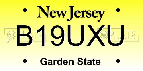 B19UXU New Jersey License Plate