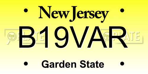 B19VAR New Jersey License Plate