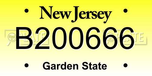 B200666 New Jersey License Plate