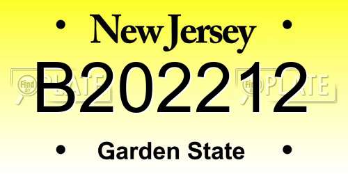 B202212 New Jersey License Plate
