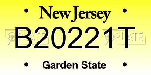 B20221T New Jersey License Plate