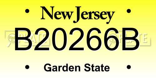 B20266B New Jersey License Plate
