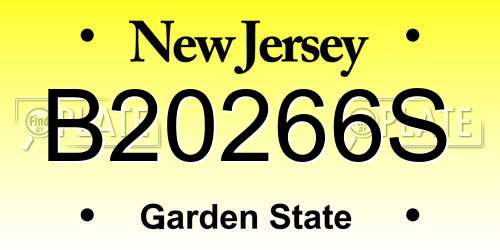 B20266S New Jersey License Plate