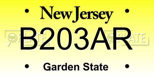 B203AR New Jersey License Plate
