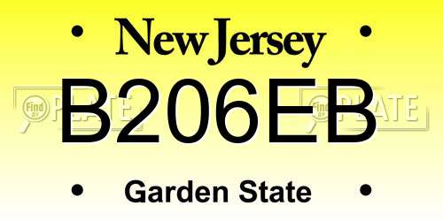 B206EB New Jersey License Plate