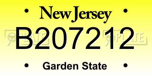 B207212 New Jersey License Plate