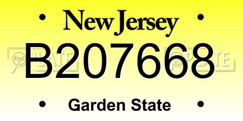 B207668 New Jersey License Plate