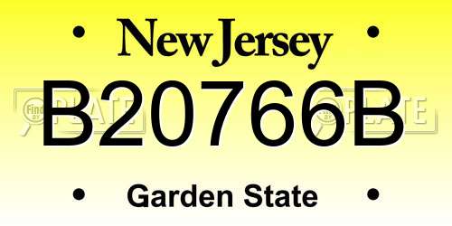 B20766B New Jersey License Plate