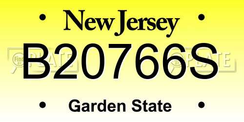 B20766S New Jersey License Plate
