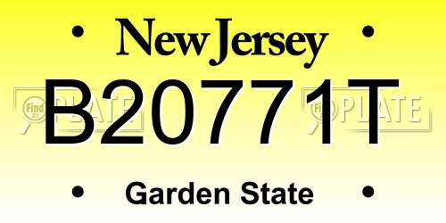 B20771T New Jersey License Plate