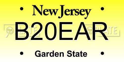 B20EAR New Jersey License Plate
