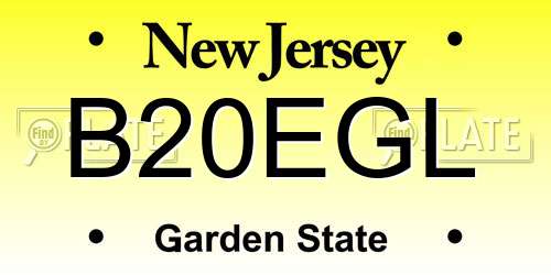 B20EGL New Jersey License Plate