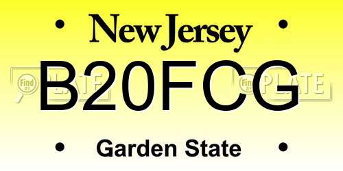 B20FCG New Jersey License Plate