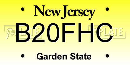 B20FHC New Jersey License Plate