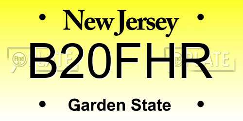 B20FHR New Jersey License Plate