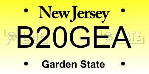 B20GEA New Jersey License Plate