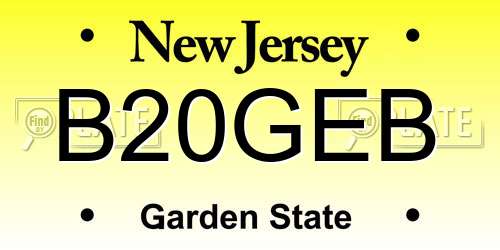 B20GEB New Jersey License Plate