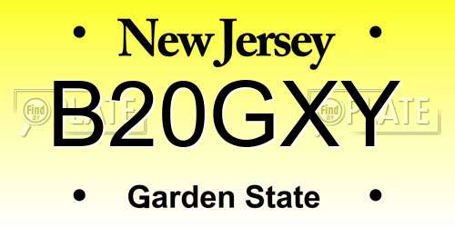 B20GXY New Jersey License Plate