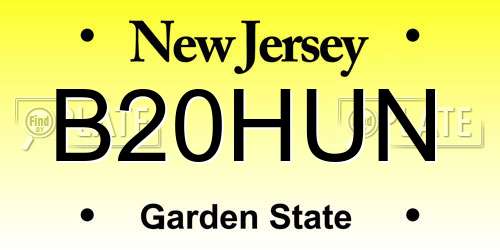 B20HUN New Jersey License Plate