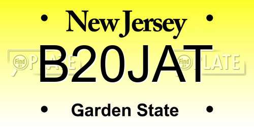 B20JAT New Jersey License Plate