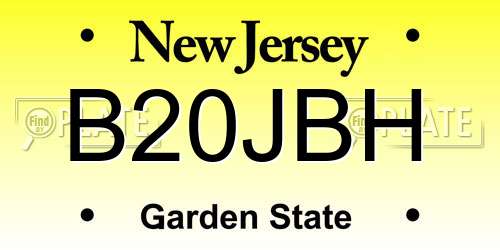 B20JBH New Jersey License Plate