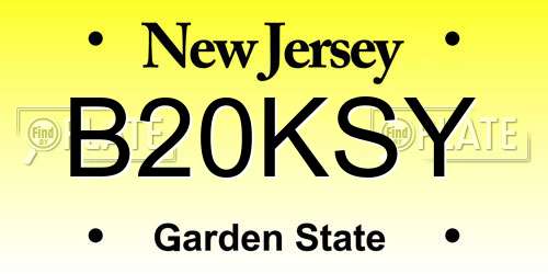 B20KSY New Jersey License Plate