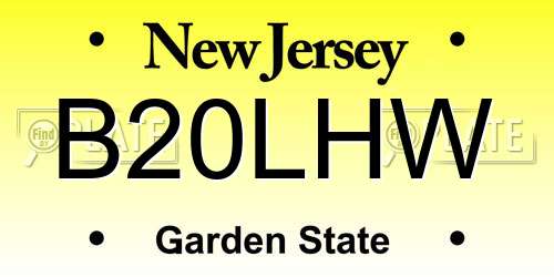 B20LHW New Jersey License Plate