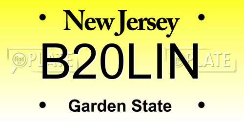 B20LIN New Jersey License Plate