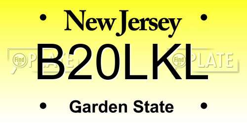 B20LKL New Jersey License Plate