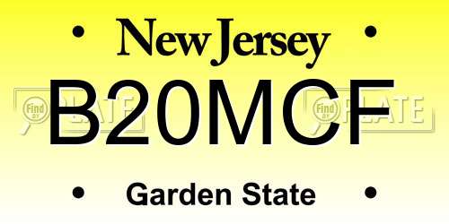 B20MCF New Jersey License Plate