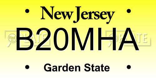 B20MHA New Jersey License Plate