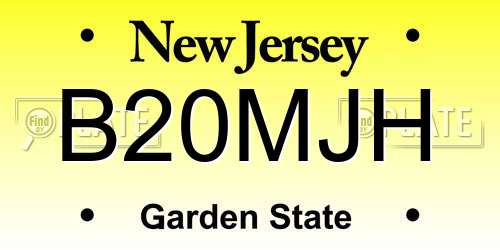 B20MJH New Jersey License Plate