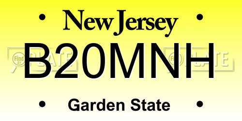 B20MNH New Jersey License Plate