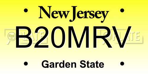 B20MRV New Jersey License Plate