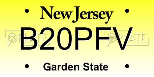 B20PFV New Jersey License Plate