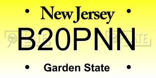 B20PNN New Jersey License Plate