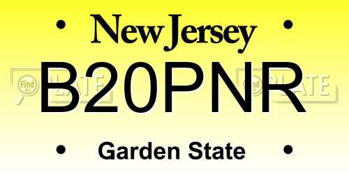 B20PNR New Jersey License Plate
