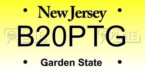B20PTG New Jersey License Plate