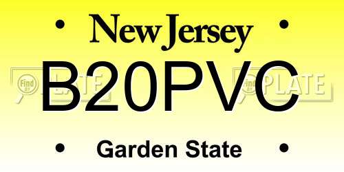 B20PVC New Jersey License Plate