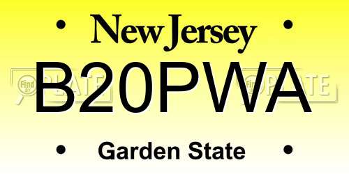 B20PWA New Jersey License Plate