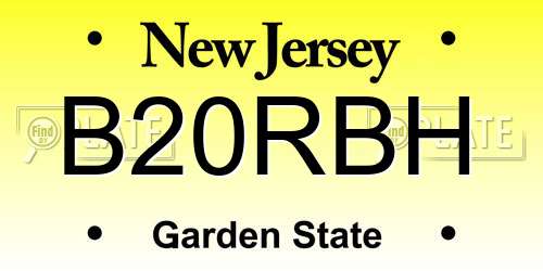 B20RBH New Jersey License Plate